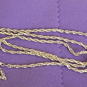 Solid Gold 20" Diamond Cut Rope Necklace 7.6gr